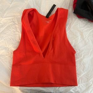 Urban Outfitters Red/Orange Tank - Hailey Seamless Plunge Tank - Out from Under